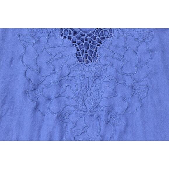 Lush Blue Floral Embroidered Sleeveless Tank Top Small Boho Festival Summer - Picture 3 of 6